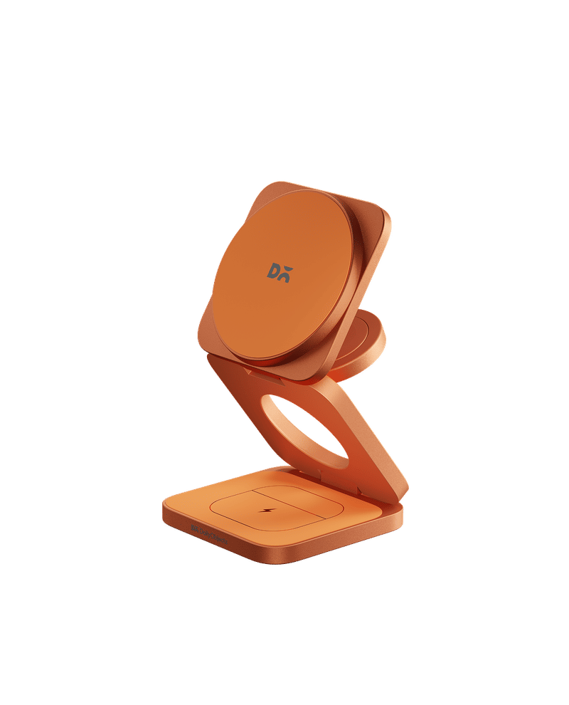 SURGE Foldaway 3-In-1 Qi2.2-Certified Magsafe-Compatible Wireless Charger - Cosmic Orange