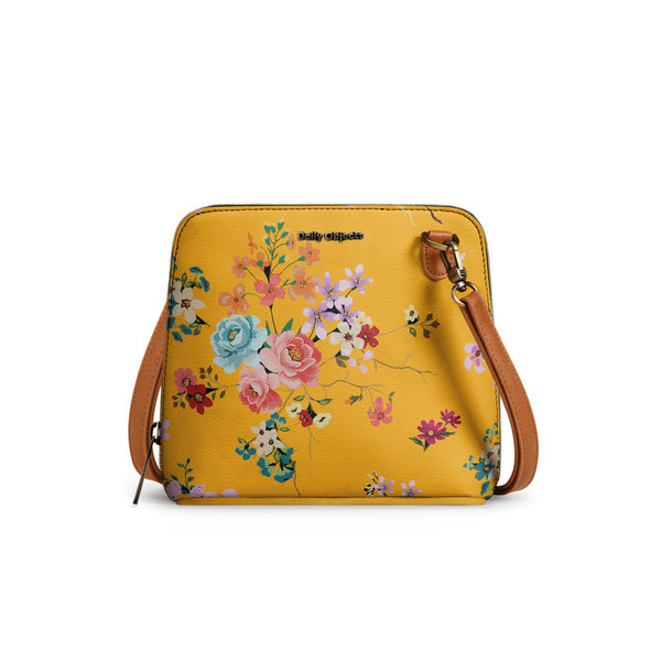 

DailyObjects Mustard Floral - Trapeze Crossbody Bag