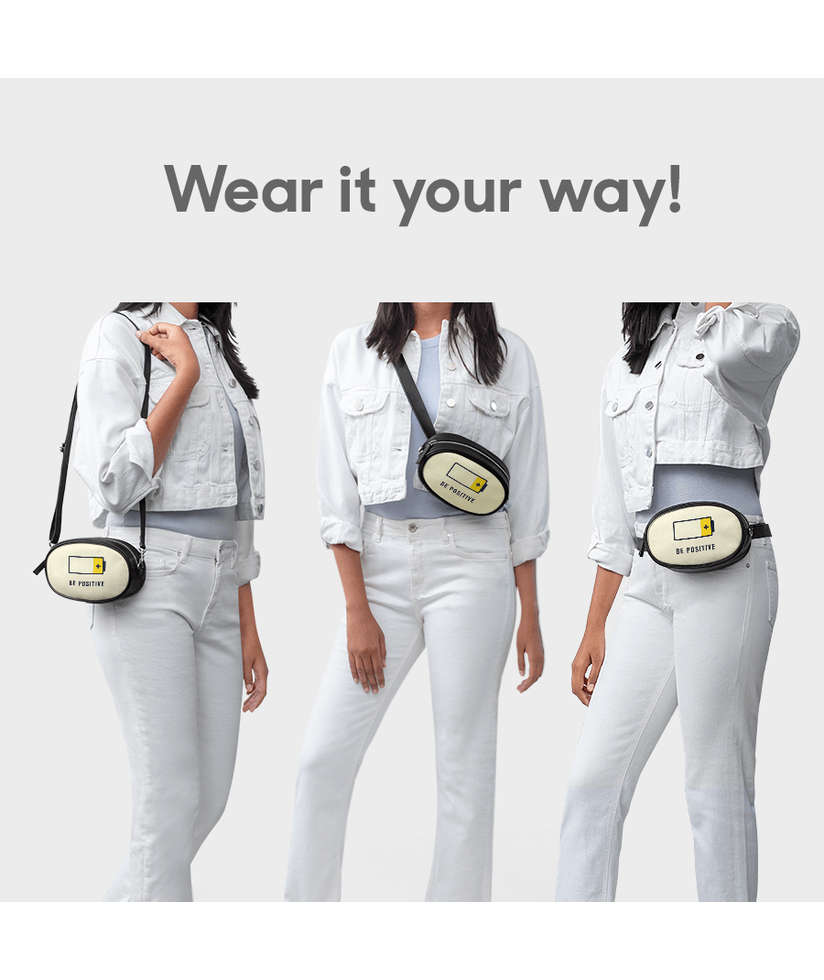 DailyObjects Be Positive Pun Pebble Belt and Crossbody BagBuy At