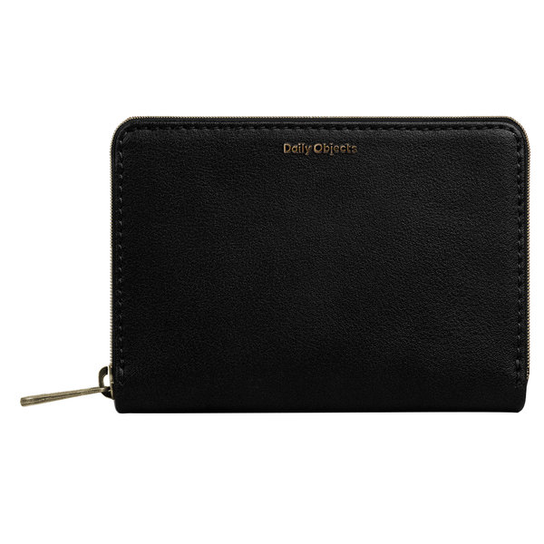 

DailyObjects Black Vegan Leather Zipper Slim Card & Coin Wallet