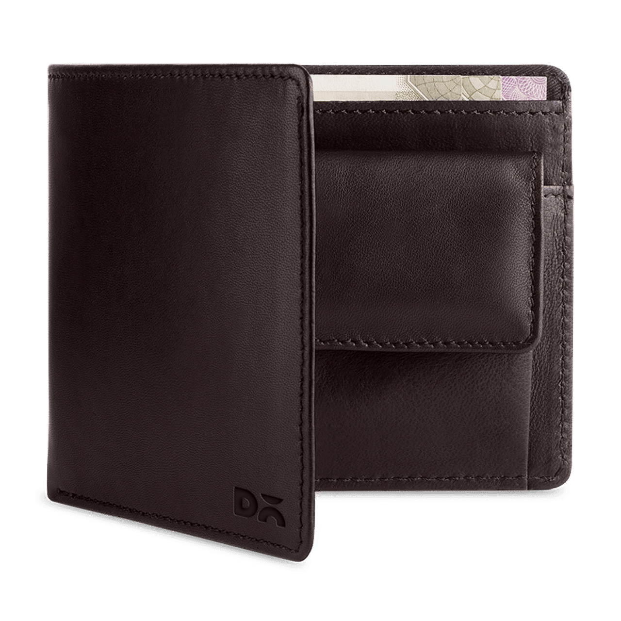 Brown Leather Coin Classic Billfold Wallet
