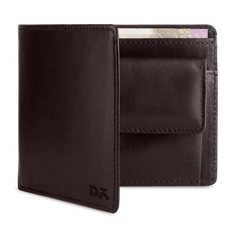 Brown Leather Coin Classic Billfold Wallet