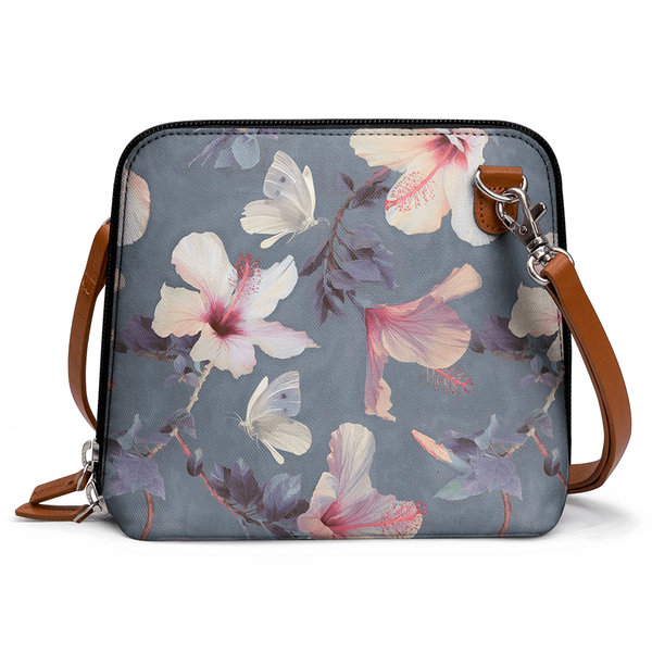 

DailyObjects Butterflies And Hibiscus Flowers - Trapeze Crossbody Bag