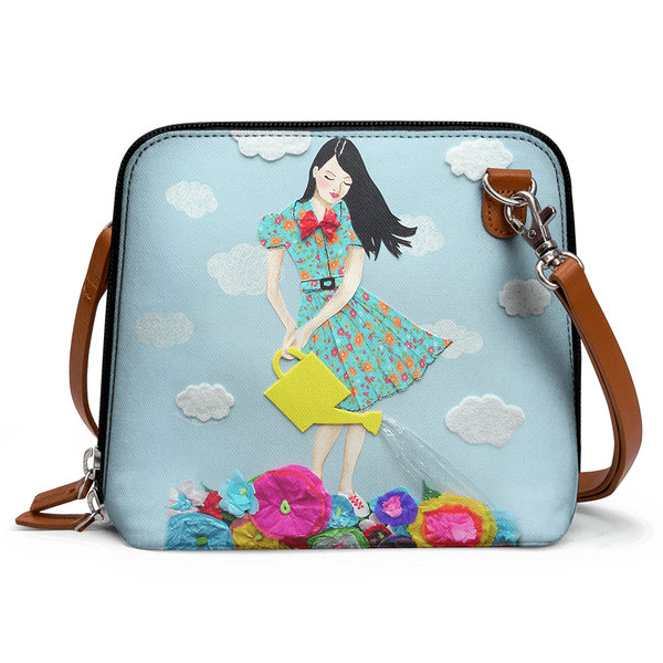 

DailyObjects Girl In Flowerland - Trapeze Crossbody Bag