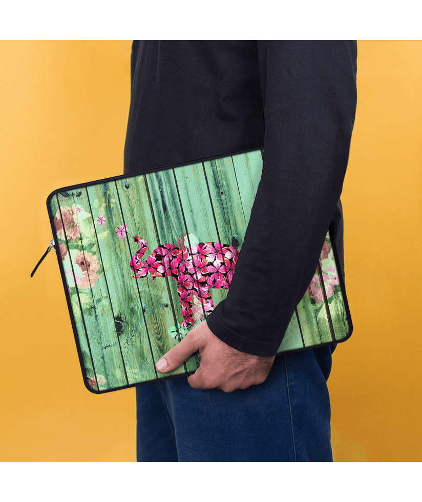 DailyObjects Flower Elephant Pink Sakura Green Striped Wood