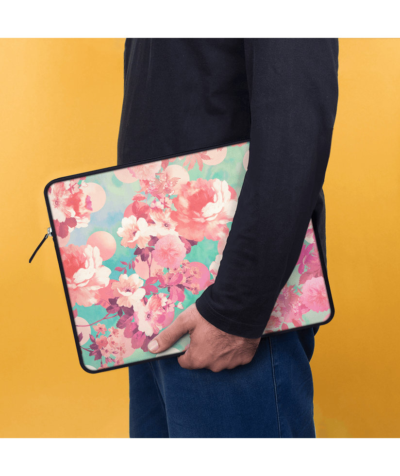 Romantic Pink Retro Floral Pattern Teal Polka Dots Pattern Computer Sleeve 11.6 12 Inch Laptop Sleeve Gifts for Women Men Romantic Pink Retro Floral Pattern Teal Polka Dots Pattern Computer Sleeve 11.6 12 Inch Laptop Sleeve Gifts for Women Men