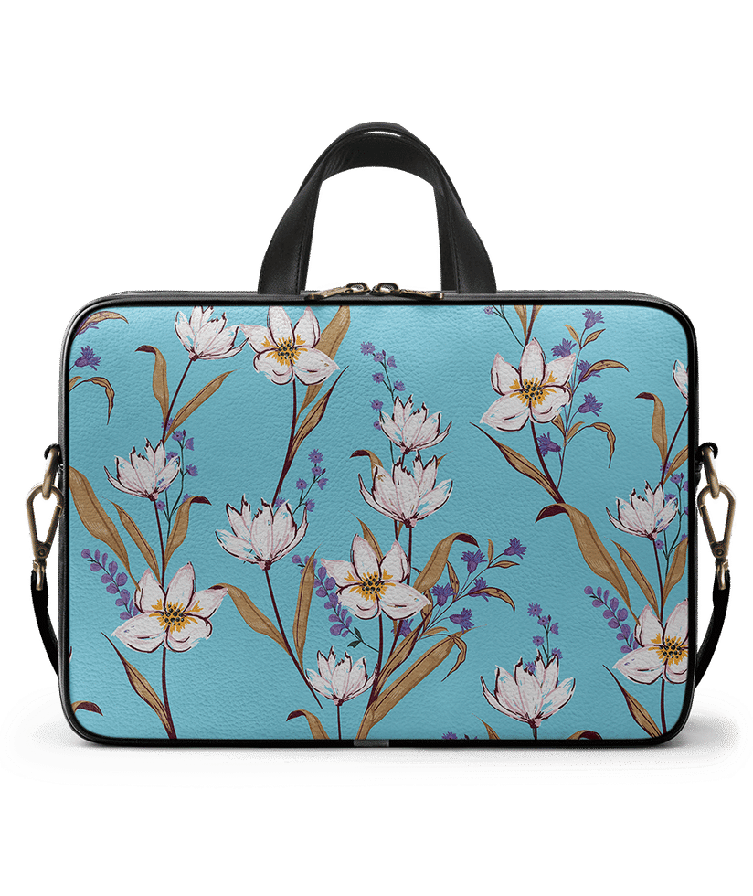 DailyObjects Sky Blue Lillies City Compact Messenger Bag For Up To 39.37cm  (15.5 inch) Laptop/MacBook Buy At DailyObjects
