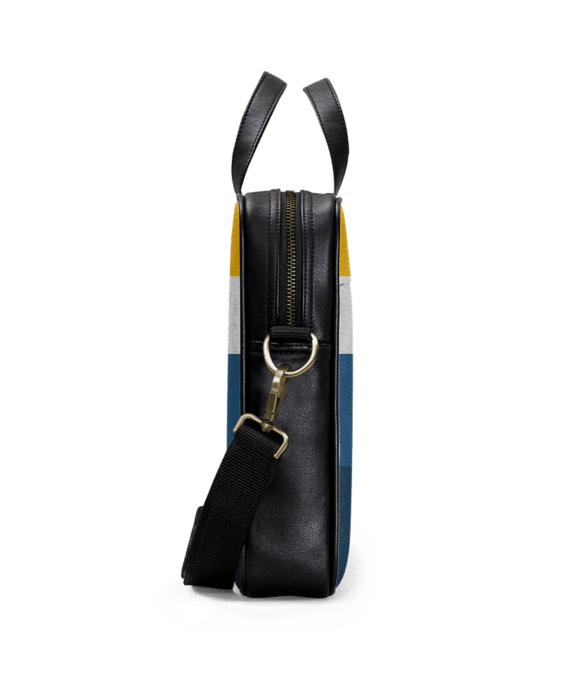 Coach Men's Charles Brown Leather Messenger Crossbody Bag Colorblock  Strap