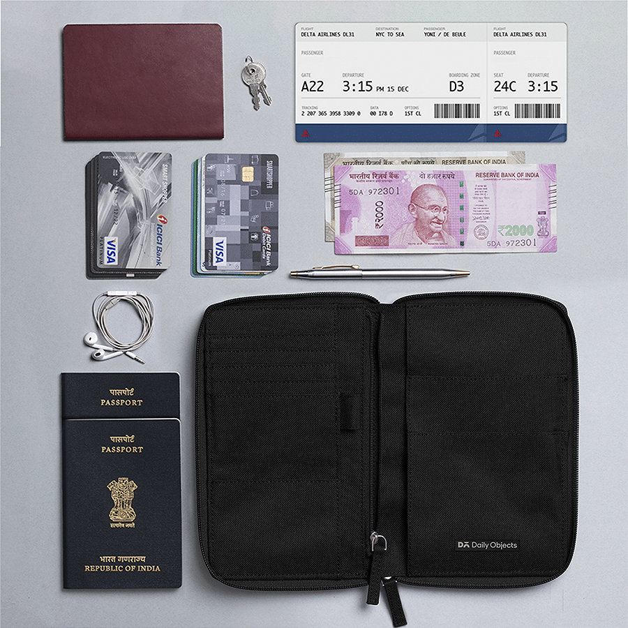 Buy Waabi Saabi Passport Wallet with Zip Closure | Black Color Men | AJIO  LUXE