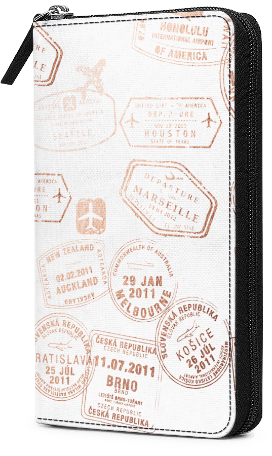 Casmonal Multi-purpose Travel Wallet Passport Holder Cover Case Wallet Wristlet Document Organizer CH Blue Gold 