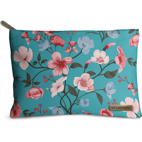 

DailyObjects Turqoise Blooms Jumbo Stash Pouch