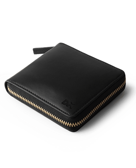 Black Leather Zip Wallet