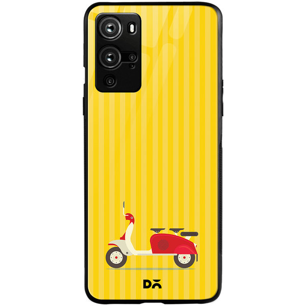 

DailyObjects 3 To Go Scooter Yellow Striped Glass Case Cover For OnePlus 9 Pro