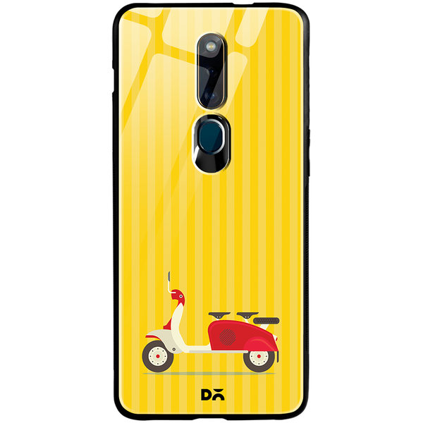

DailyObjects 3 To Go Scooter Yellow Striped Glass Case Cover For Oppo F11 Pro
