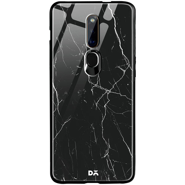DailyObjects Black Marble Glass Case Cover For Oppo F11 Pro