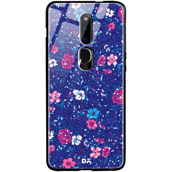 

DailyObjects Blue Marble Flowers Glass Case Cover For Oppo F11 Pro