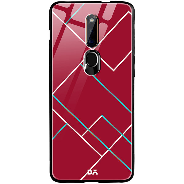 

DailyObjects Brick Red Tech Lines Glass Case Cover For Oppo F11 Pro