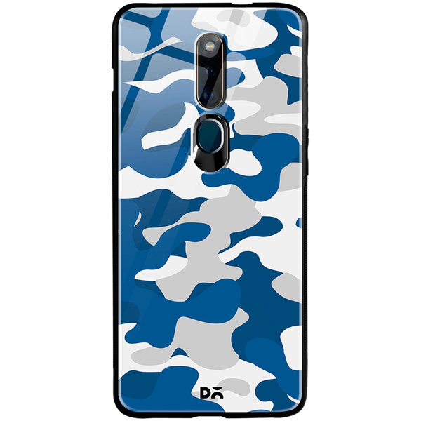 

DailyObjects Camouflage Blue Glass Case Cover For Oppo F11 Pro