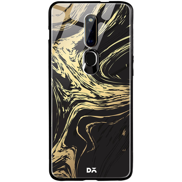 

DailyObjects Gold Marble Art Glass Case Cover For Oppo F11 Pro