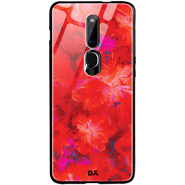 

DailyObjects Large Red Marble Flowers Glass Case Cover For Oppo F11 Pro
