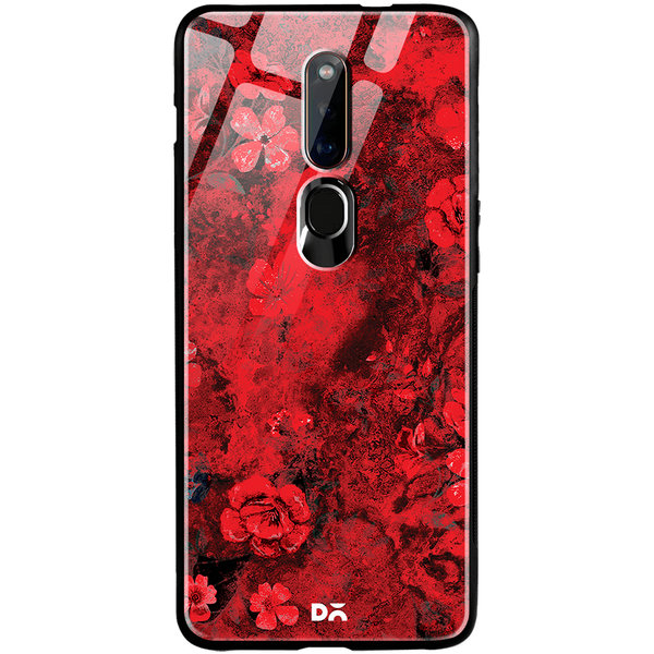 

DailyObjects Maroon Marble Flowers Glass Case Cover For Oppo F11 Pro