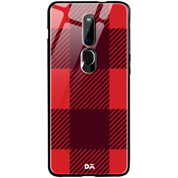 

DailyObjects Maroon Monochrome Checks Glass Case Cover For Oppo F11 Pro