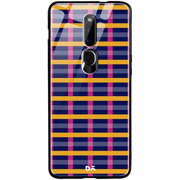 

DailyObjects Navy Multi-Rows Glass Case Cover For Oppo F11 Pro