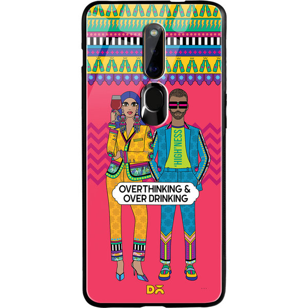 

DailyObjects Overthinking & Overdrinking Glass Case Cover For Oppo F11 Pro