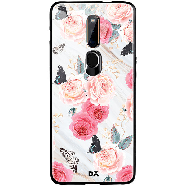

DailyObjects Pink Flowers Marble Glass Case Cover For Oppo F11 Pro