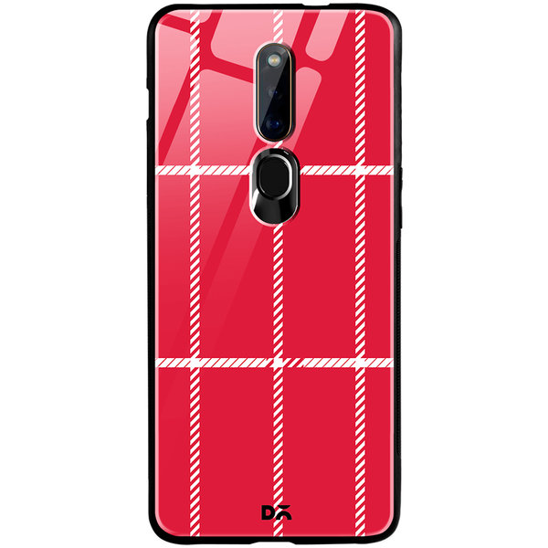 

DailyObjects Red Rose Rope Checks Glass Case Cover For Oppo F11 Pro