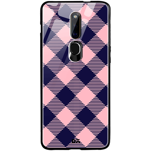 

DailyObjects Small Static Bubblrgum Checks Glass Case Cover For Oppo F11 Pro