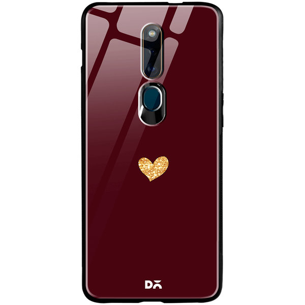 DailyObjects Sparkle Heart Burgundy Glass Case Cover For Oppo F11 Pro