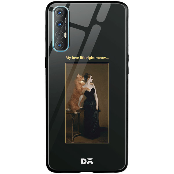 

DailyObjects Love Life Meow Glass Case Cover For Oppo Reno 3 Pro