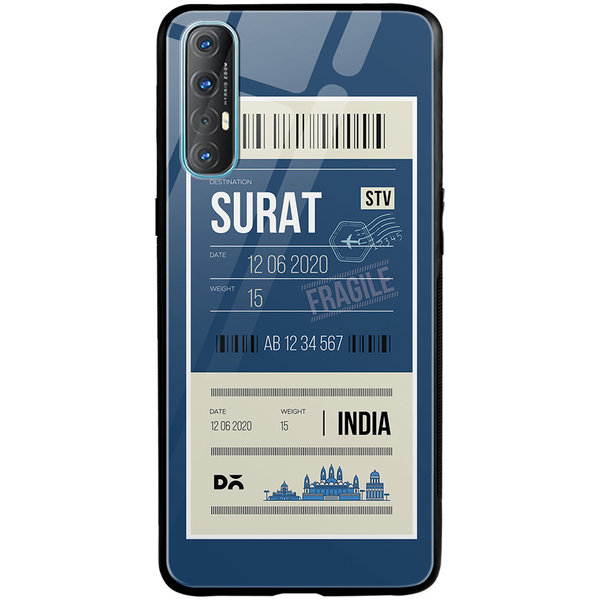 

DailyObjects Surat City Tag Glass Case Cover For Oppo Reno 3 Pro