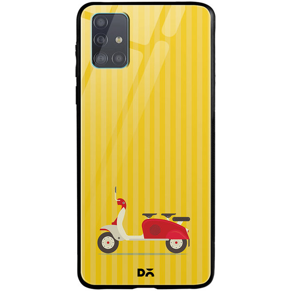 

DailyObjects 3 To Go Scooter Yellow Striped Glass Case Cover For Samsung Galaxy A51