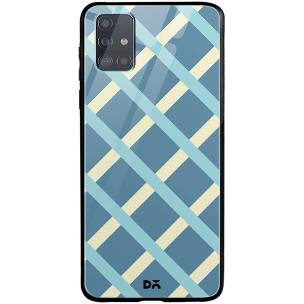 

DailyObjects Blueberrry Diagonal Checks Glass Case Cover For Samsung Galaxy A51