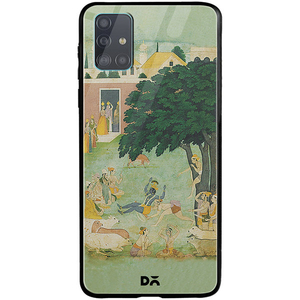 

DailyObjects Krishan Swing Friends Glass Case Cover For Samsung Galaxy A51