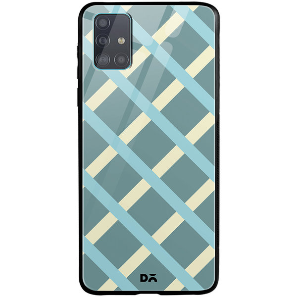 

DailyObjects Light teal Diagonal Checks Glass Case Cover For Samsung Galaxy A51