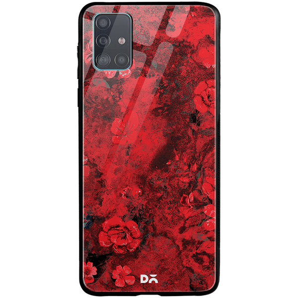 

DailyObjects Maroon Marble Flowers Glass Case Cover For Samsung Galaxy A51