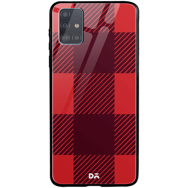 

DailyObjects Maroon Monochrome Checks Glass Case Cover For Samsung Galaxy A51