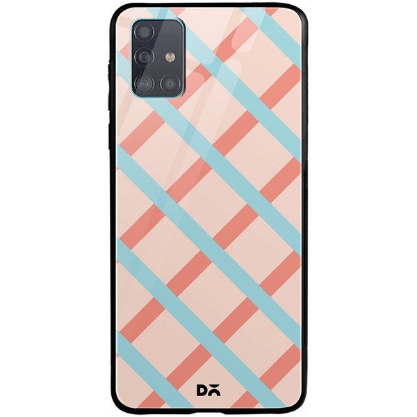 

DailyObjects Pastel Peach Diagonal Checks Glass Case Cover For Samsung Galaxy A51