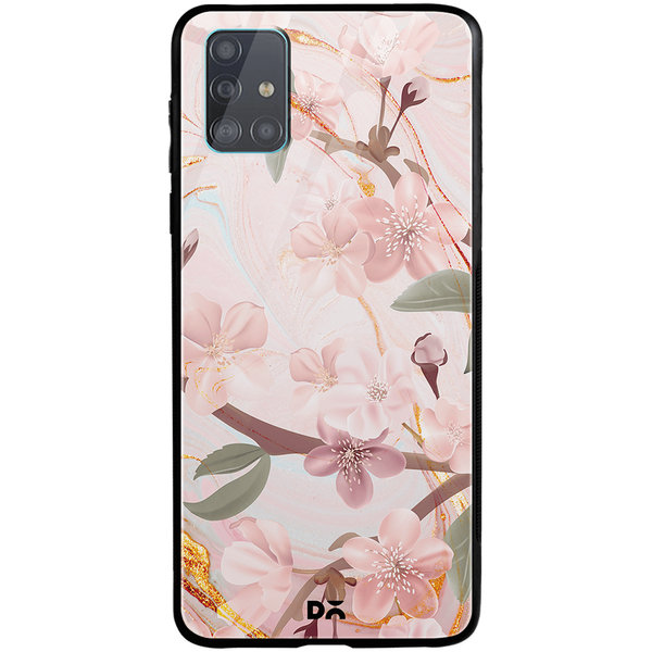 

DailyObjects Pink & Gold Marble Flowers Glass Case Cover For Samsung Galaxy A51