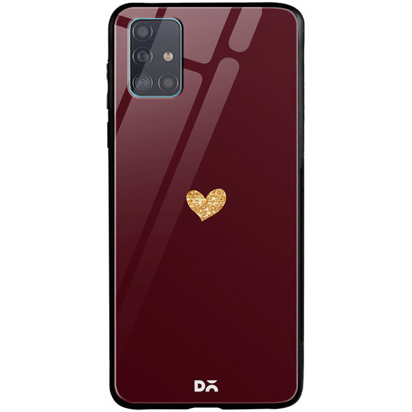 

DailyObjects Sparkle Heart Burgundy Glass Case Cover For Samsung Galaxy A51