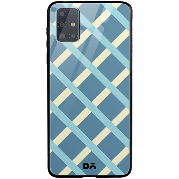 

DailyObjects Blueberrry Diagonal Checks Glass Case Cover For Samsung Galaxy A71