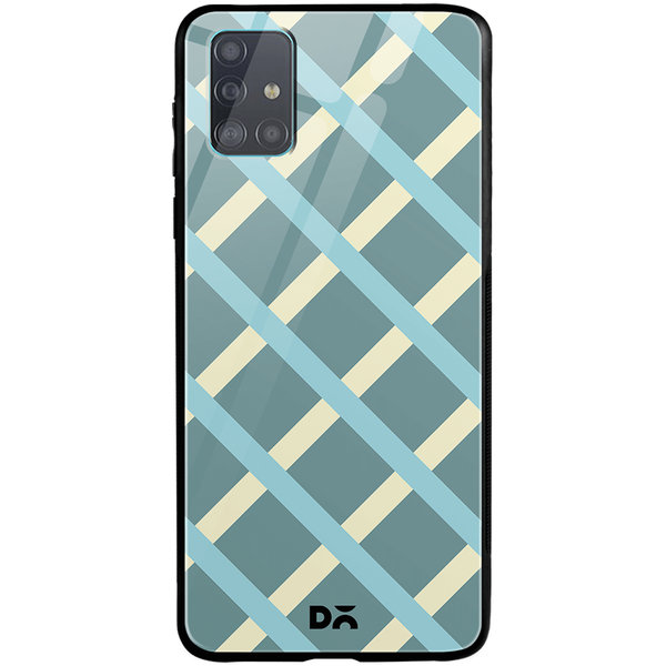 

DailyObjects Light teal Diagonal Checks Glass Case Cover For Samsung Galaxy A71