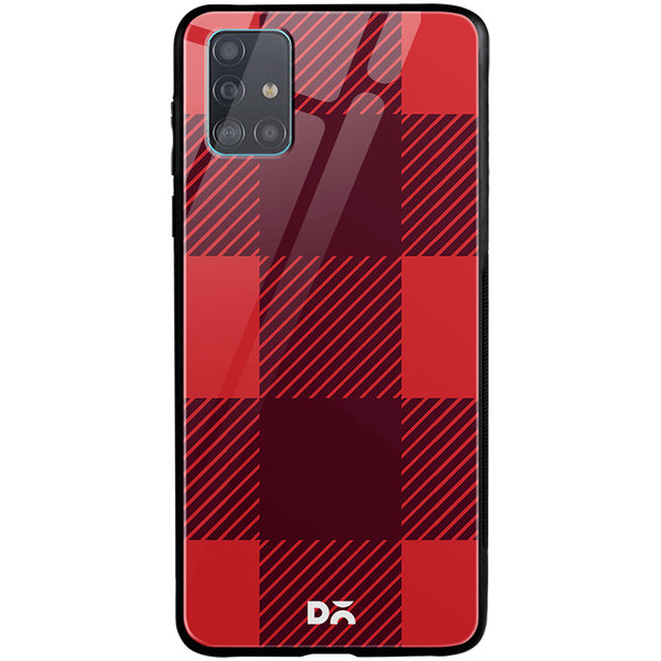 

DailyObjects Maroon Monochrome Checks Glass Case Cover For Samsung Galaxy A71