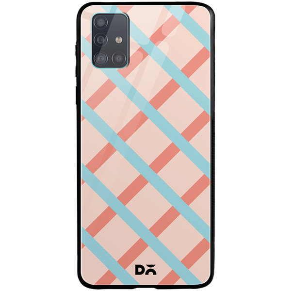 

DailyObjects Pastel Peach Diagonal Checks Glass Case Cover For Samsung Galaxy A71