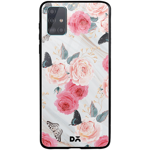 

DailyObjects Pink Flowers Marble Glass Case Cover For Samsung Galaxy A71