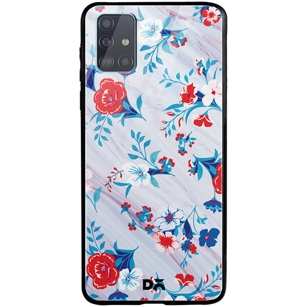 

DailyObjects Red & White Marble Flowers Glass Case Cover For Samsung Galaxy A71