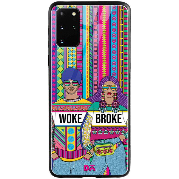 

DailyObjects Woke Broke Couple Glass Case Cover For Samsung Galaxy S20 Plus